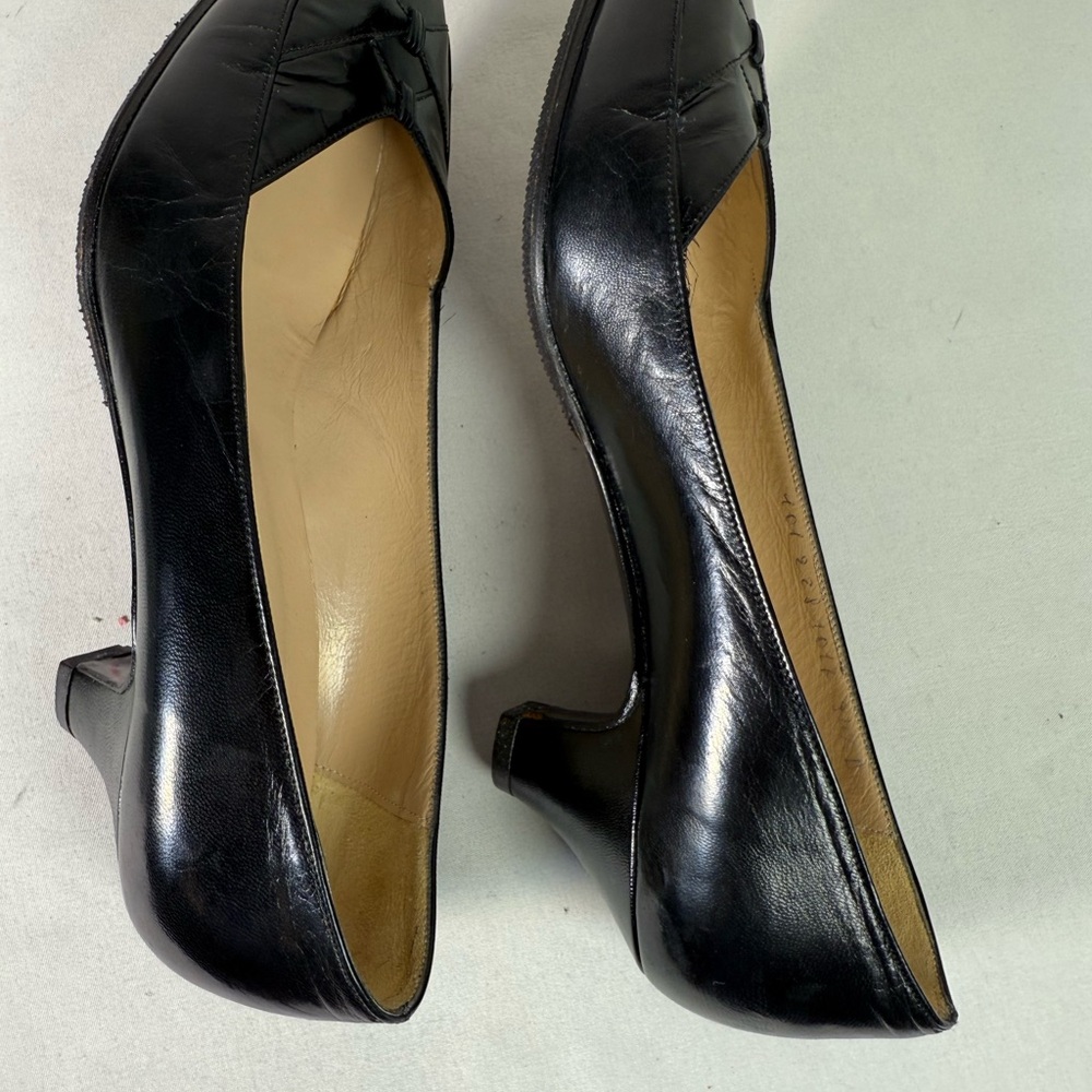 Vintage authentic Gucci black leather 2in heels pumps shoes slip on size 34.5 - Picture 13 of 17